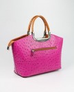 Belli-Womens-Italian-Genuine-Leather-Handbag-Ostrich-Embossing-Pink-Cognac-26x20x12-cm-W-x-H-x-D-0-1
