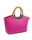Belli-Womens-Italian-Genuine-Leather-Handbag-Ostrich-Embossing-Pink-Cognac-26x20x12-cm-W-x-H-x-D-0