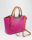 Belli-Womens-Italian-Genuine-Leather-Handbag-Ostrich-Embossing-Pink-Cognac-26x20x12-cm-W-x-H-x-D-0-2