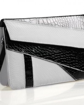 Better-Dealz-Retro-Black-White-Lady-Contrast-Joint-Fold-Snake-Pattern-Messager-Clutch-Bag-New-0