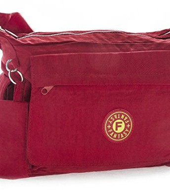 Big-Handbag-Shop-Unisex-Lightweight-Fabric-Medium-Messenger-Cross-Body-Shoulder-454-Red-Deep-0