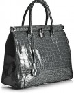 Big-Handbag-Shop-Womens-Faux-Leather-Mock-Croc-Shiny-Gloss-Satchel-Work-Bag-K03T-Slate-Grey-0-0