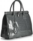 Big-Handbag-Shop-Womens-Faux-Leather-Mock-Croc-Shiny-Gloss-Satchel-Work-Bag-K03T-Slate-Grey-0