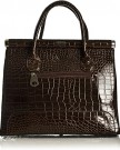 Big-Handbag-Shop-Womens-Faux-Leather-Mock-Croc-Shiny-Gloss-Satchel-Work-Bag-K03T-Slate-Grey-0-5