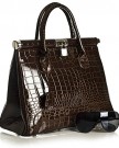 Big-Handbag-Shop-Womens-Faux-Leather-Mock-Croc-Shiny-Gloss-Satchel-Work-Bag-K03T-Slate-Grey-0-6