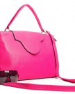 Big-Handbag-Shop-Womens-Trendy-Designer-Inspired-Faux-Leather-Top-Handle-Satchel-Bag-S-6645-Pink-0-2
