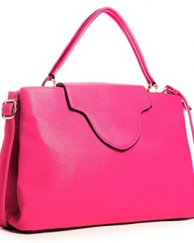 Big-Handbag-Shop-Womens-Trendy-Designer-Inspired-Faux-Leather-Top-Handle-Satchel-Bag-S-6645-Pink-0