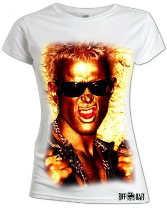 Billy-Idol-Gold-Womens-White-T-Shirt-The-Official-Peter-Gravelle-Collection-M-0