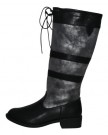 Black-Brown-Faux-Leather-Suede-Knee-High-Heel-Country-Style-Flat-Boots-Lace-0-3
