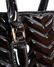Black-Patent-Twin-Handled-Handbag-with-Chevron-Print-Top-Zip-by-Claudia-Canova-0-1