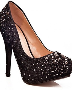 Black-diamant-shimmer-material-pointed-toe-hidden-platform-stiletto-high-heel-court-shoes-0