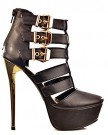 Black-gold-metallic-stiletto-high-heel-buckle-strappy-cut-out-design-platform-ankle-boots-0-0