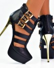 Black-gold-metallic-stiletto-high-heel-buckle-strappy-cut-out-design-platform-ankle-boots-0-1