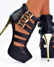 Black-gold-metallic-stiletto-high-heel-buckle-strappy-cut-out-design-platform-ankle-boots-0-2