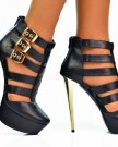 Black-gold-metallic-stiletto-high-heel-buckle-strappy-cut-out-design-platform-ankle-boots-0-3