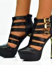 Black-gold-metallic-stiletto-high-heel-buckle-strappy-cut-out-design-platform-ankle-boots-0-4