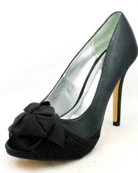 Black-satin-high-heel-peep-toe-platform-flower-front-shoes-0