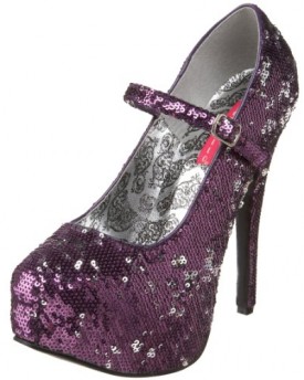 Bordello-Purple-Sequin-Platform-High-Heel-Pump-PurpleSilverSequin-Size-8-0