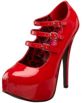 Bordello-Red-Patent-3-strap-High-Heel-Shoes-LadiesWomens-UK-56-0