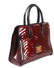 Burgundy-Red-Patent-Twin-Handled-Handbag-with-Chevron-Print-Top-Zip-by-Claudia-Canova-0-1