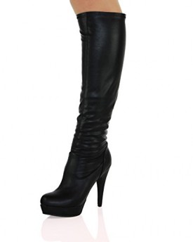 ByPublicDemand-A4B-New-Womens-High-Heel-Platform-Under-Knee-Boots-Black-Faux-Leather-Size-6-UK-0