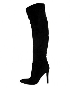 ByPublicDemand-A4C-Womens-Knee-High-Stiletto-Heel-Boots-Black-Faux-Suede-Size-4-UK-0