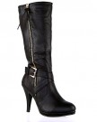 ByPublicDemand-A4D-Womens-High-Heel-Zip-Biker-Fashion-Mid-Calf-Boots-Black-Faux-Leather-Size-6-UK-0-1