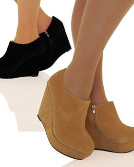 ByPublicDemand-A5T-Womens-Mid-Heel-Wedges-Platform-Shoes-Nude-Beige-Brown-Faux-Suede-Size-4-UK-0