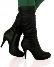 ByPublicDemand-B6O-Womens-Mid-High-Stiletto-Heel-Mid-Calf-Boots-Black-Faux-Leather-Size-5-UK-0