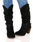 ByPublicDemand-B6P-Womens-Mid-High-Heel-Western-Mid-Calf-Boots-Black-Faux-Leather-Size-5-UK-0-0