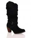ByPublicDemand-B6P-Womens-Mid-High-Heel-Western-Mid-Calf-Boots-Black-Faux-Leather-Size-5-UK-0-2