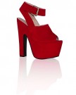 ByPublicDemand-L4E-Womens-High-Block-Heels-Shoes-Red-Faux-Suede-Size-6-UK-0-1