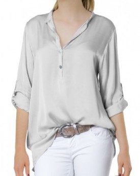 CASPAR-Womens-34-Sleeve-Light-Satin-Blouse-Shirt-with-Subtle-Silky-Sheen-many-colours-BLU003-Farbehellgrau-0