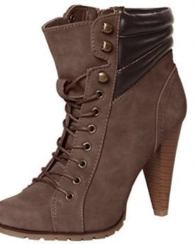 CASPAR-Womens-Classic-Vintage-Lace-Up-Boots-Short-Boots-with-Stiletto-Heels-3-colours-SBO038-FarbedunkelbraunSchuhe-Gren36-0