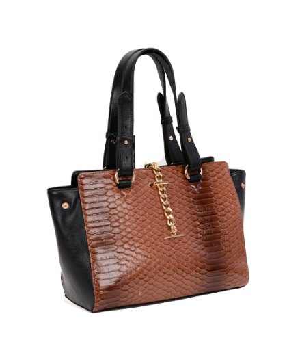 Classy Faux Crocodile Leather CarryAll Tote Handbag-Gold - Top Fashion Shop