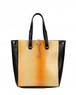 Classy-Faux-Crocodile-Leather-CarryAll-Tote-Handbag-Yellow-0-2