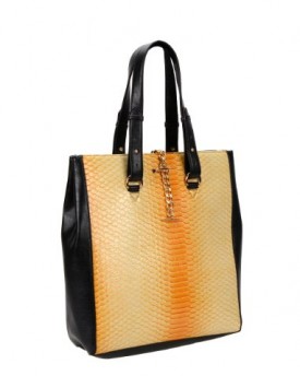 Classy-Faux-Crocodile-Leather-CarryAll-Tote-Handbag-Yellow-0