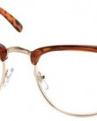 Clubmaster-Wayfarer-Designer-Inspired-Shiny-Tortoise-Brown-With-Gold-Metal-Half-Rim-Retro-Vintage-Clear-Lens-Geek-Glasses-Men-Women-Unisex-Full-UV-Protection-0