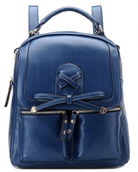 Coofit-Leisure-Leather-Shoulders-Bag-Backpack-Sweet-Bowknot-Schoolbag-for-Girls-Blue-0