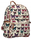 Costello-Womens-Butterfly-Print-School-Rucksack-Backpack-Bag-Beige-0