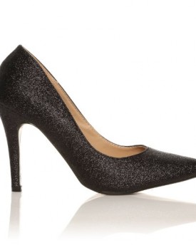 DARCY-Black-Glitter-Stilleto-High-Heel-Pointed-Court-Shoes-Size-UK-5-EU-38-0