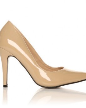 DARCY-Nude-Patent-PU-Leather-Stilleto-High-Heel-Pointed-Court-Shoes-Size-UK-4-EU-37-0