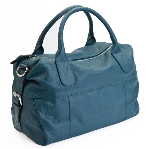 DELARA Real Napa Leather Fine Handbag - Petrol Colour - Image 3