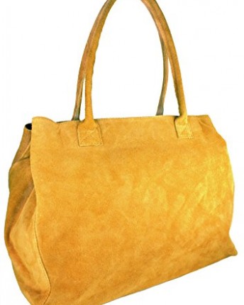 DELARA-Real-Suede-Spacious-Shopping-Bag-Bright-yellow-0
