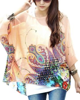 DJT-Bohemian-Hippie-Big-Size-Batwing-Sleeve-Chiffon-Blouse-Loose-Off-Shoulder-Shirt-Pink-Purple-Blue-One-size-fits-14-16-18-0