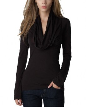 DJT-Women-Comfy-Ruched-V-Neck-Crossover-Faux-Wrap-Long-Sleeve-Tunic-Slim-Fit-Pullover-Jumper-Blouse-Tops-Tee-Shirt-Black-Size-M-0