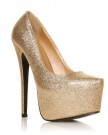 DONNA-Gold-Glitter-Stiletto-Very-High-Heel-Platform-Court-Shoes-Size-UK-7-EU-40-0-0