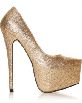 DONNA-Gold-Glitter-Stiletto-Very-High-Heel-Platform-Court-Shoes-Size-UK-7-EU-40-0