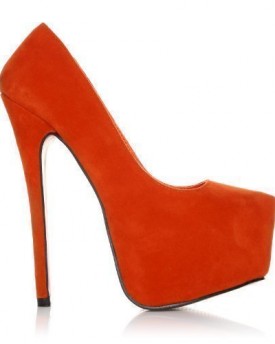 DONNA-Orange-Faux-Suede-Stilleto-Very-High-Heel-Platform-Court-Shoes-Size-UK-5-EU-38-0