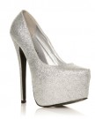 DONNA-Silver-Glitter-Stiletto-Very-High-Heel-Platform-Court-Shoes-Size-UK-6-EU-39-0-0